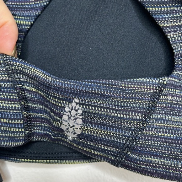 Free People Movement Black Yellow Striped Key Hole Sports Bra Women Size XS - Picture 3 of 4